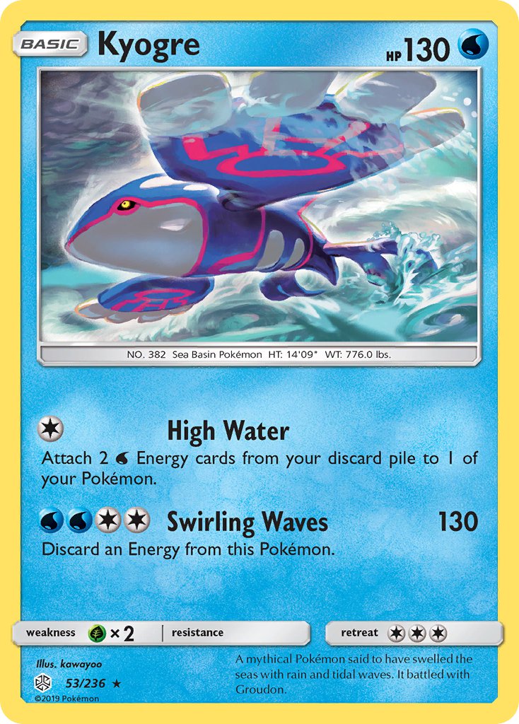 Kyogre (53/236) (Cracked Ice Holo) (Theme Deck Exclusive) [Sun & Moon: Cosmic Eclipse] | Galactic Gamez