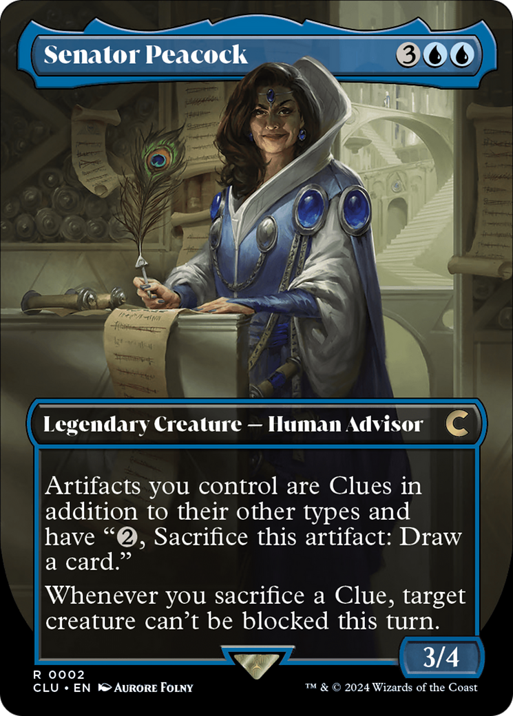 Senator Peacock (Borderless) [Ravnica: Clue Edition] | Galactic Gamez
