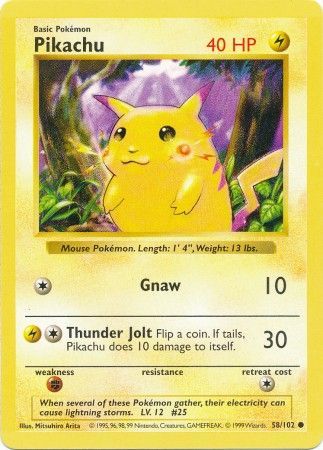 Pikachu (58/102) (Red Cheeks Misprint) [Base Set Shadowless Unlimited] | Galactic Gamez