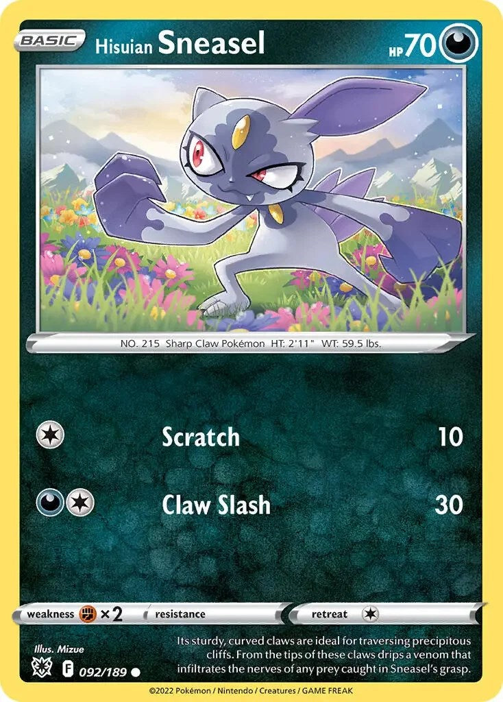 Hisuian Sneasel (092/189) (Theme Deck Exclusive) [Sword & Shield: Astral Radiance] | Galactic Gamez