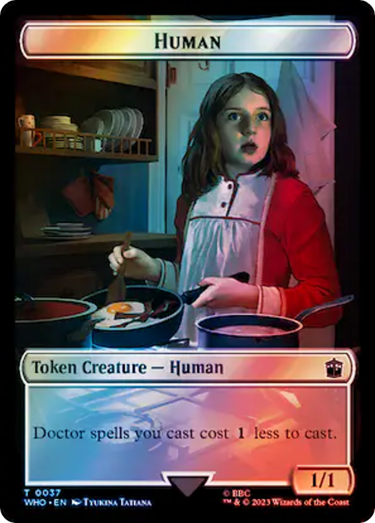 Human (0037) // Food (0057) Double-Sided Token (Surge Foil) [Doctor Who Tokens] | Galactic Gamez