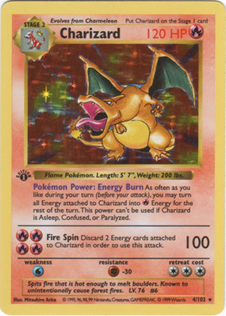 Charizard (4/102) (Shadowless) [Base Set 1st Edition] | Galactic Gamez