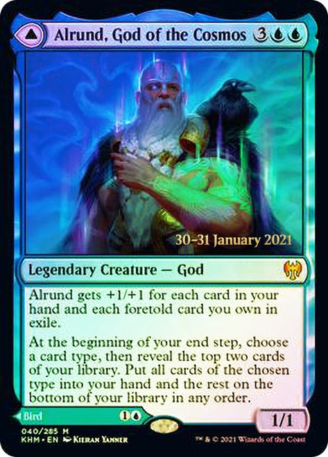 Alrund, God of the Cosmos // Hakka, Whispering Raven  [Kaldheim Prerelease Promos] | Galactic Gamez