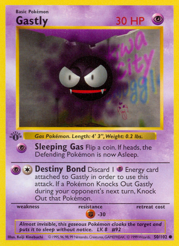 Gastly (50/102) (Shadowless) [Base Set 1st Edition] | Galactic Gamez