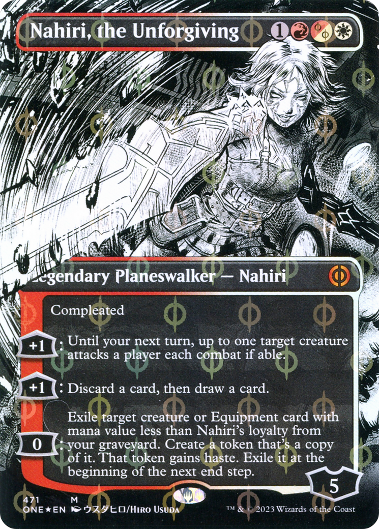 Nahiri, the Unforgiving (Borderless Manga Step-and-Compleat Foil) [Phyrexia: All Will Be One] | Galactic Gamez