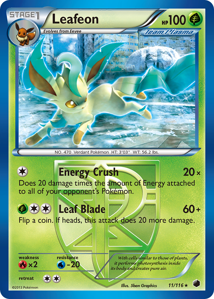 Leafeon (11/116) [Black & White: Plasma Freeze] | Galactic Gamez