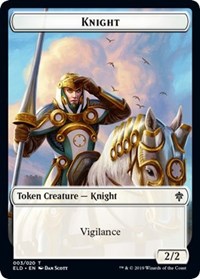 Knight // Food (18) Double-sided Token [Throne of Eldraine Tokens] | Galactic Gamez