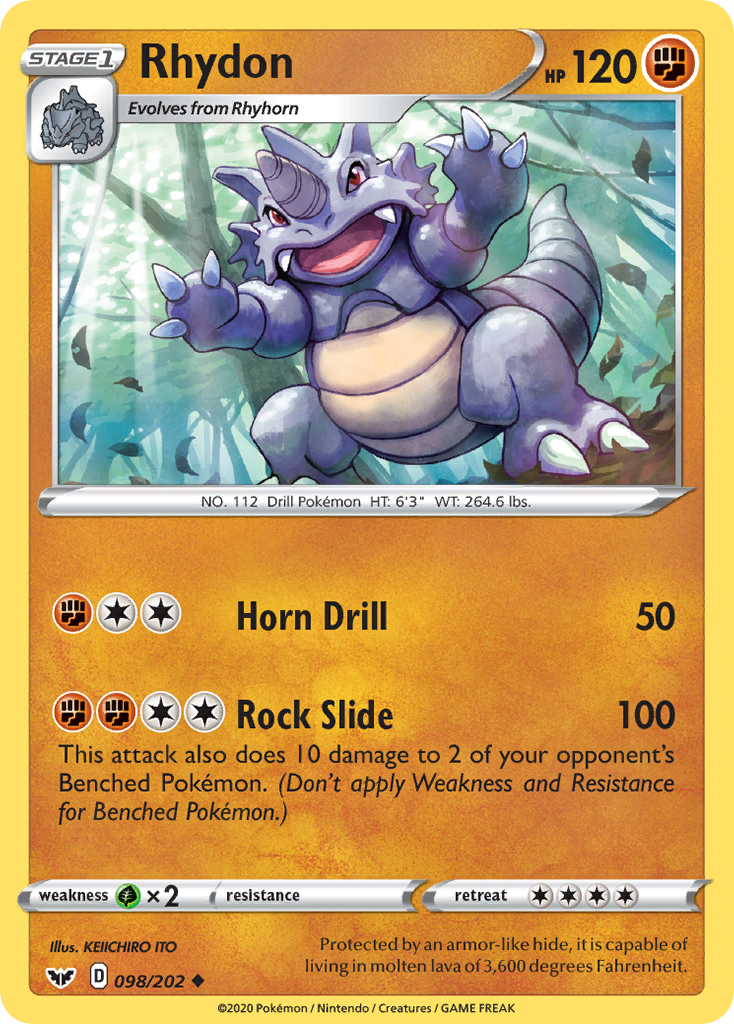 Rhydon (098/202) [Sword & Shield: Base Set] | Galactic Gamez