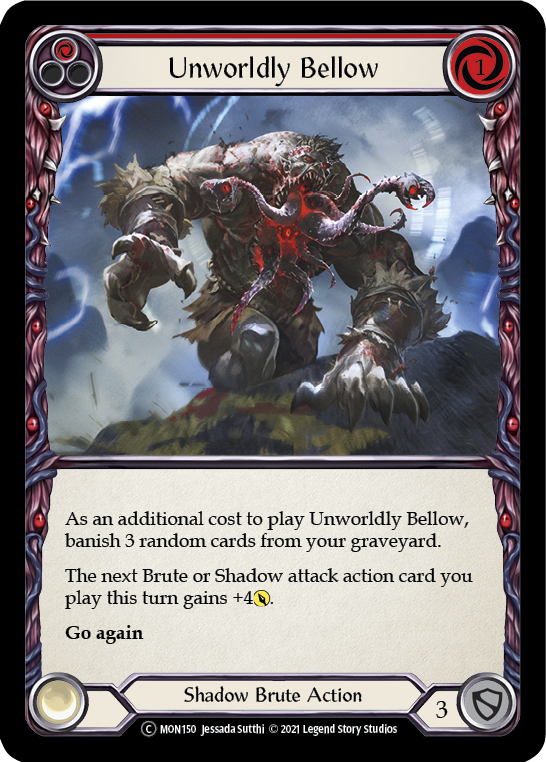 Unworldly Bellow (Red) (Rainbow Foil) [U-MON150-RF] Unlimited Edition Rainbow Foil | Galactic Gamez