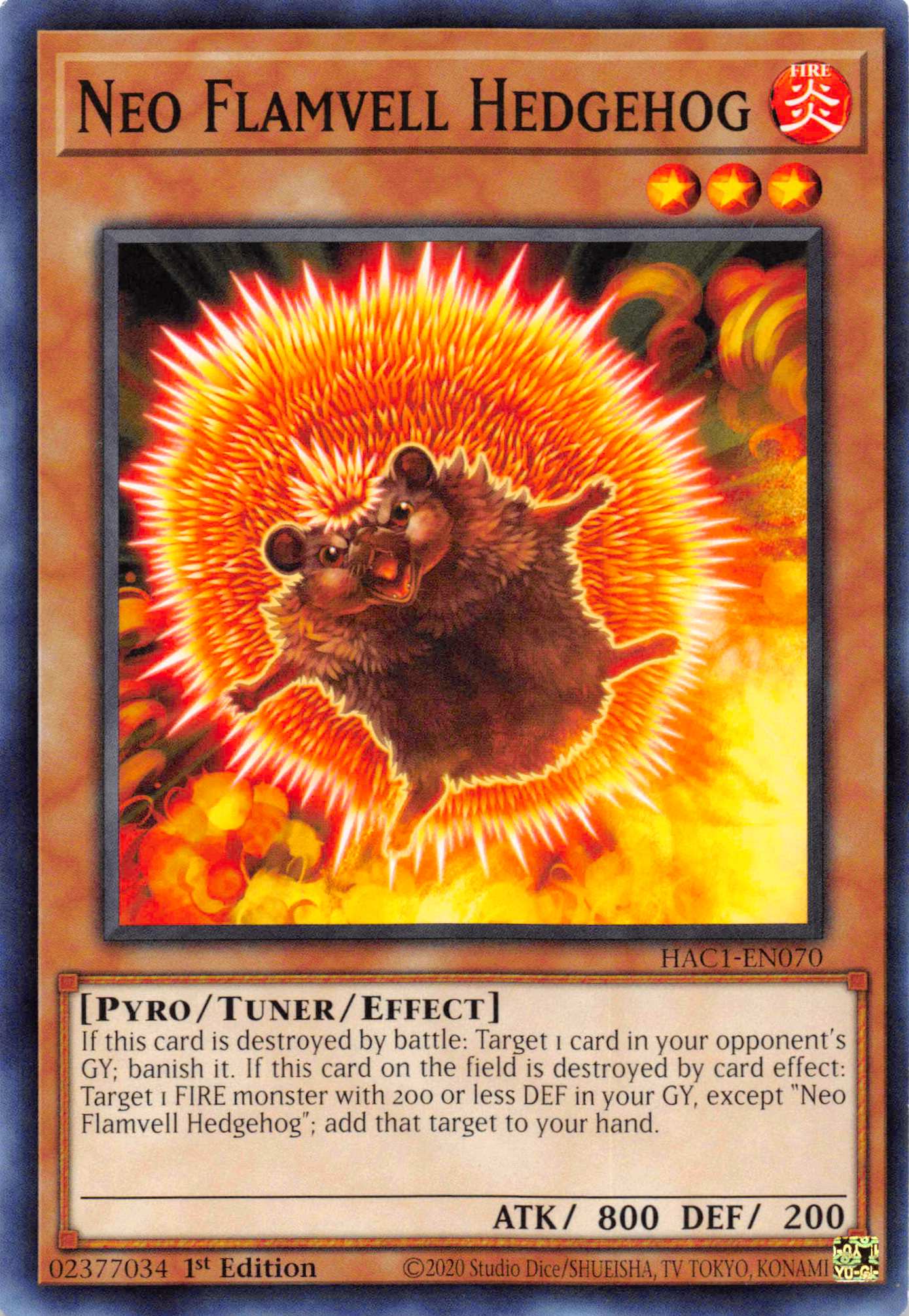 Neo Flamvell Hedgehog [HAC1-EN070] Common | Galactic Gamez