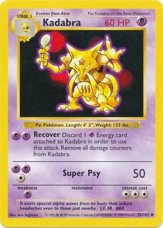 Kadabra (32/102) [Base Set Shadowless Unlimited] | Galactic Gamez