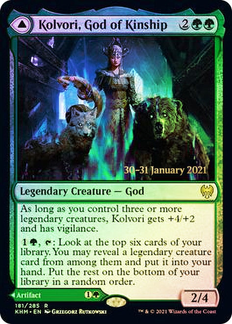 Kolvori, God of Kinship // The Ringhart Crest   [Kaldheim Prerelease Promos] | Galactic Gamez